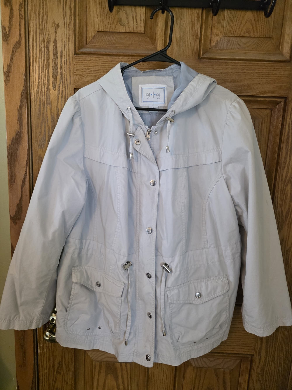 Light Gray Hooded Women's Rain Jacket